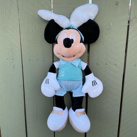 Disney Store MICKEY MOUSE w/Easter Bunny Ears Blue Outfit Plush Doll 19" - Picture 5 of 11